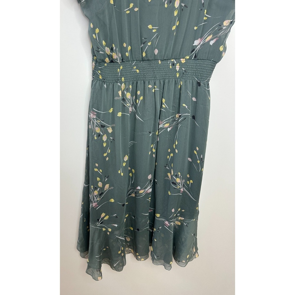 NWT White House Black Market Flutter Sleeve Chiffon Midi Dress Floral Large - Picture 7 of 16